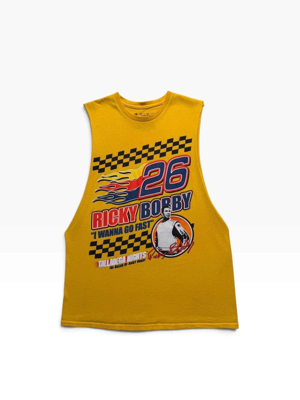 Talladega Nights Ricky Bobby Tank Top Size M Yellow Graphic Sleeveless